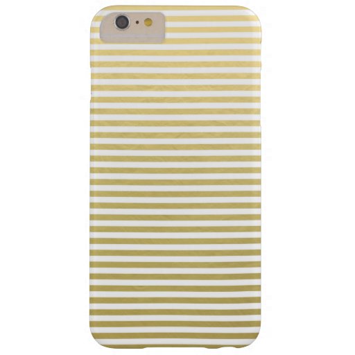 Faux Gold Foil White Stripes Pattern Barely There iPhone 6 Plus Case