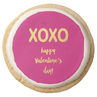 Faux Gold Foil XOXO | Valentine's Day Cookie Round Premium Shortbread Cookie