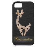 Faux Gold Giraffe & Diamonds Personalized iPhone 5 Covers