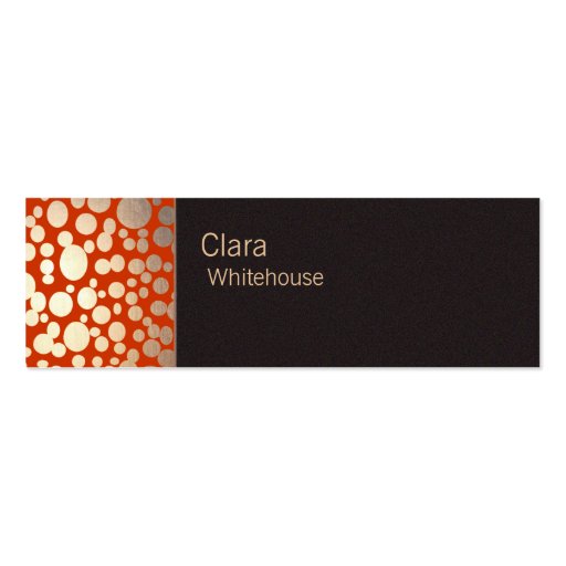 Faux Gold Leaf Circle Pattern Orange Business Card (front side)