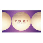 Faux Gold Leaf Circle Purple Wood Beauty Business Cards