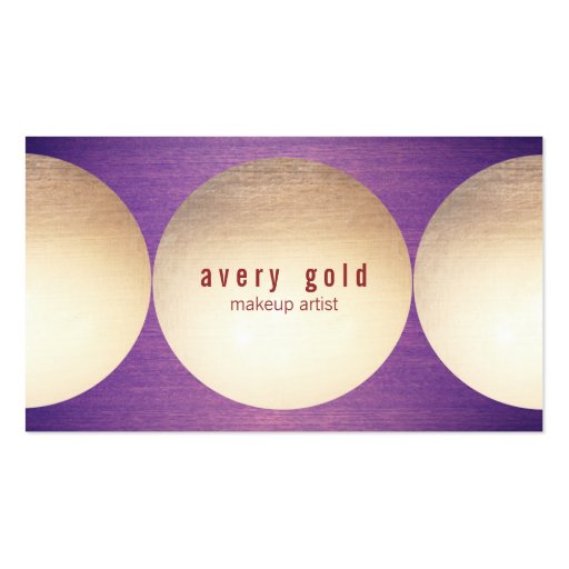 Faux Gold Leaf Circle Purple Wood Beauty Business Cards (front side)