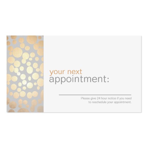 Faux Gold Leaf Circles Gray Appointment Card 1 Business Cards (front side)