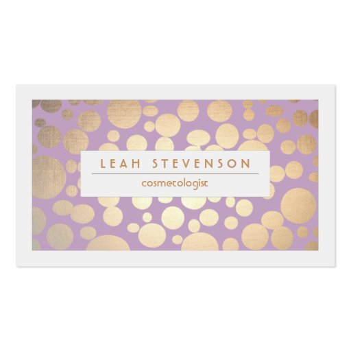 Faux Gold Leaf Cosmetologist Purple Stylist Business Card (front side)