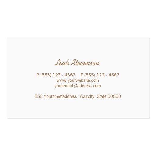 Faux Gold Leaf Cosmetologist Salon and Spa Chic Business Cards (back side)