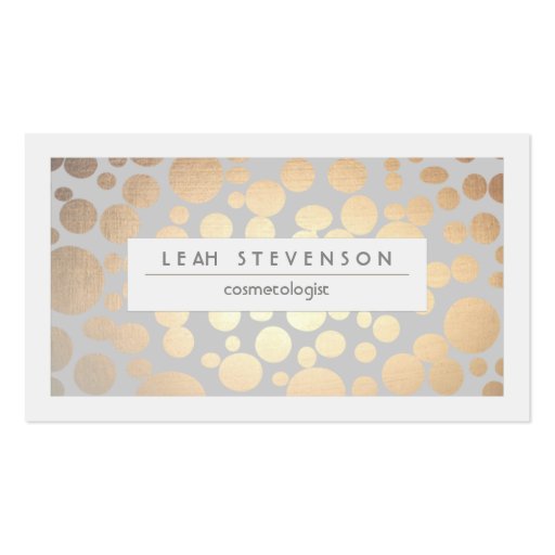 Faux Gold Leaf Cosmetologist Salon and Spa Chic Business Cards (front side)