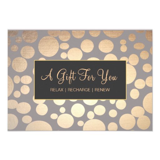 Faux Goldand Taupe Spa and Salon Gift Certificate Personalized Invitation