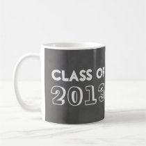 Faux gray chalkboard class year taped up photo mugs