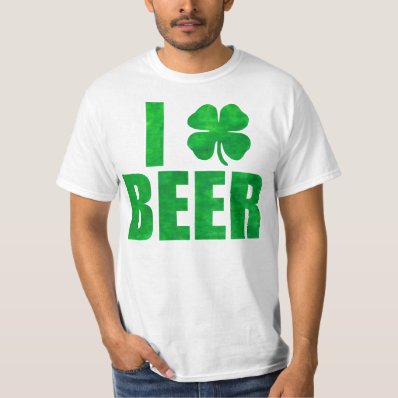 Faux Green I Love  Shamrock  Beer T-shirts