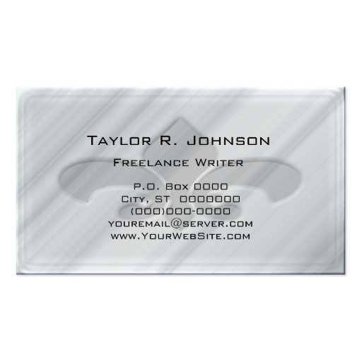 Faux Grey Marble Fleur de Lis Business Card Template (back side)