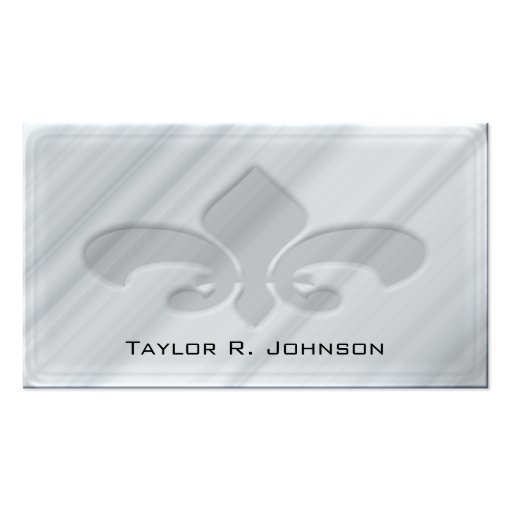 Faux Grey Marble Fleur de Lis Business Card Template (front side)