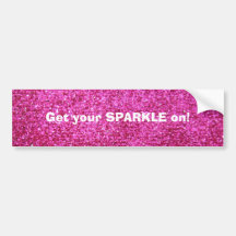 Faux Hot Pink Glitter Bumper Stickers