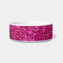 Faux Hot Pink Glitter Cat Bowls