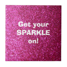 Faux Hot Pink Glitter Ceramic Tile