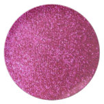 Faux Hot Pink Glitter Party Plates