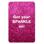 Faux Hot Pink Glitter Rectangle Magnet
