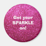 Faux Hot Pink Glitter Refrigerator Magnet