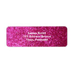 Faux Hot Pink Glitter Return Address Label