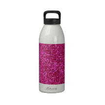 Faux Hot Pink Glitter Reusable Water Bottle
