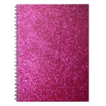 Faux Hot Pink Glitter Spiral Note Book