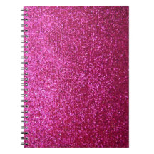 Faux Hot Pink Glitter Spiral Note Book