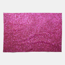 Faux Hot Pink Glitter Towel