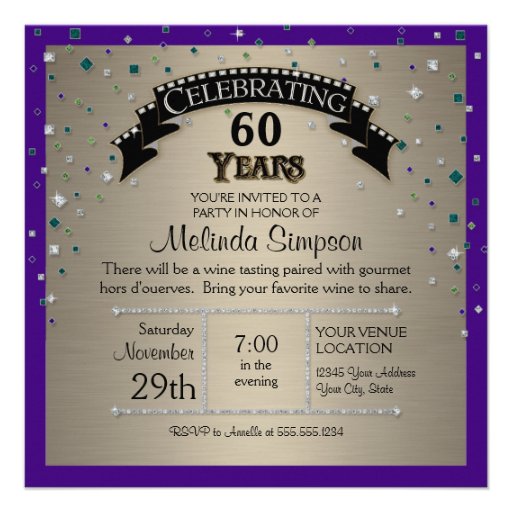 Faux Jewel Confetti Party Birthday Celebration Custom Invitation