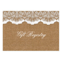 FAUX lace and burlap Gift registry  Cards Business Card Templates
