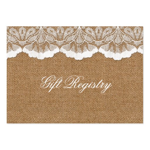 FAUX lace and burlap Gift registry  Cards Business Card Templates (front side)