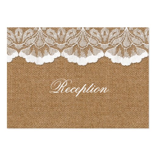 FAUX lace and burlap wedding Reception Cards Business Card Template (front side)