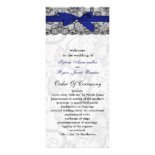 Faux lace and ribbon navy blue wedding programs rack card template