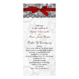 Faux lace and ribbon red , black wedding programs personalized rack card