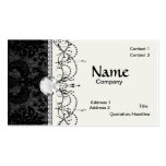 faux lace black gray damask pattern business card