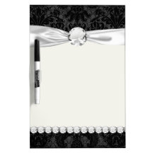faux lace black gray damask pattern Dry-Erase whiteboards