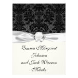 faux lace black gray damask pattern personalized invitations