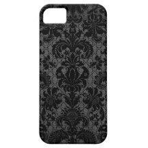 faux lace black gray damask pattern iPhone 5 cases