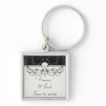 faux lace black gray damask pattern key chains