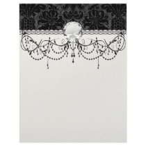 faux lace black gray damask pattern letterhead template