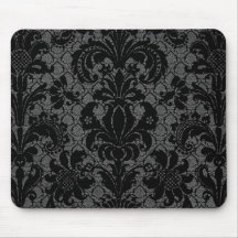 faux lace black gray damask pattern mousepad