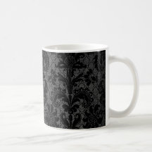 faux lace black gray damask pattern mug