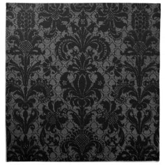 faux lace black gray damask pattern printed napkins
