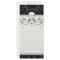 faux lace black gray damask pattern rack card template