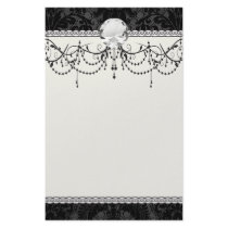 faux lace black gray damask pattern stationery