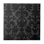 faux lace black gray damask pattern tile