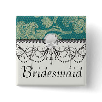 faux lace teal and cream floral damask pattern pins