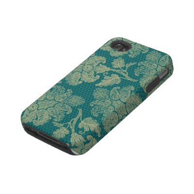 faux lace teal and cream floral damask pattern iphone 4 tough cases Casemate_case faux lace teal and cream floral damask pattern iphone 4 tough cases Casemate_case