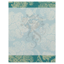 faux lace teal and cream floral damask pattern custom flyer