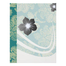 faux lace teal and cream floral damask pattern custom letterhead