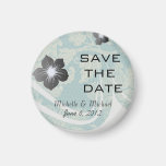 faux lace teal and cream floral damask pattern refrigerator magnets