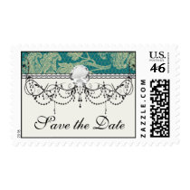faux lace teal and cream floral damask pattern stamp